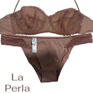 La Perla Bikini Set Italian Embellished Swimsuit Beachwear Size 8 / IT 44 B